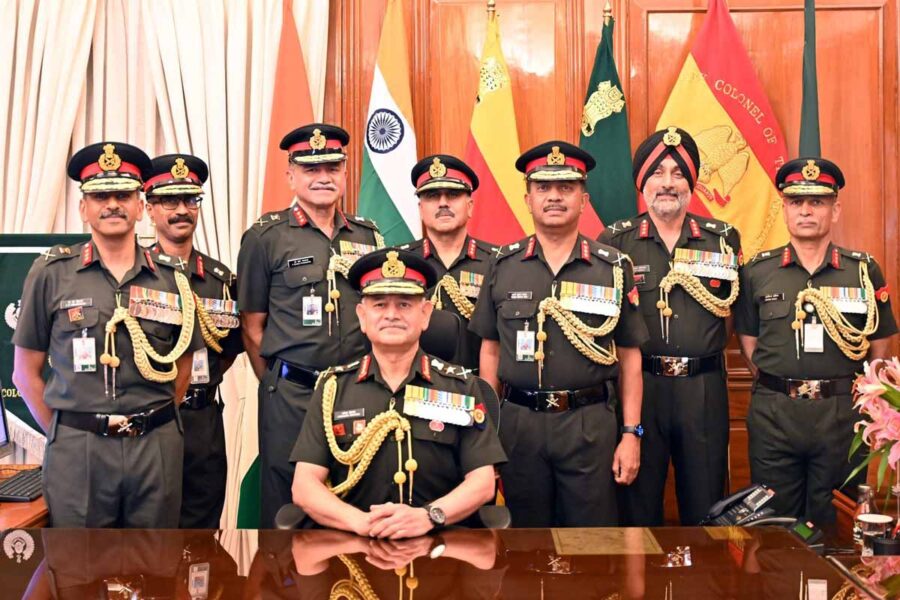 India's new Chief of Army Staff General Upendra Dwivedi with senior army officials.