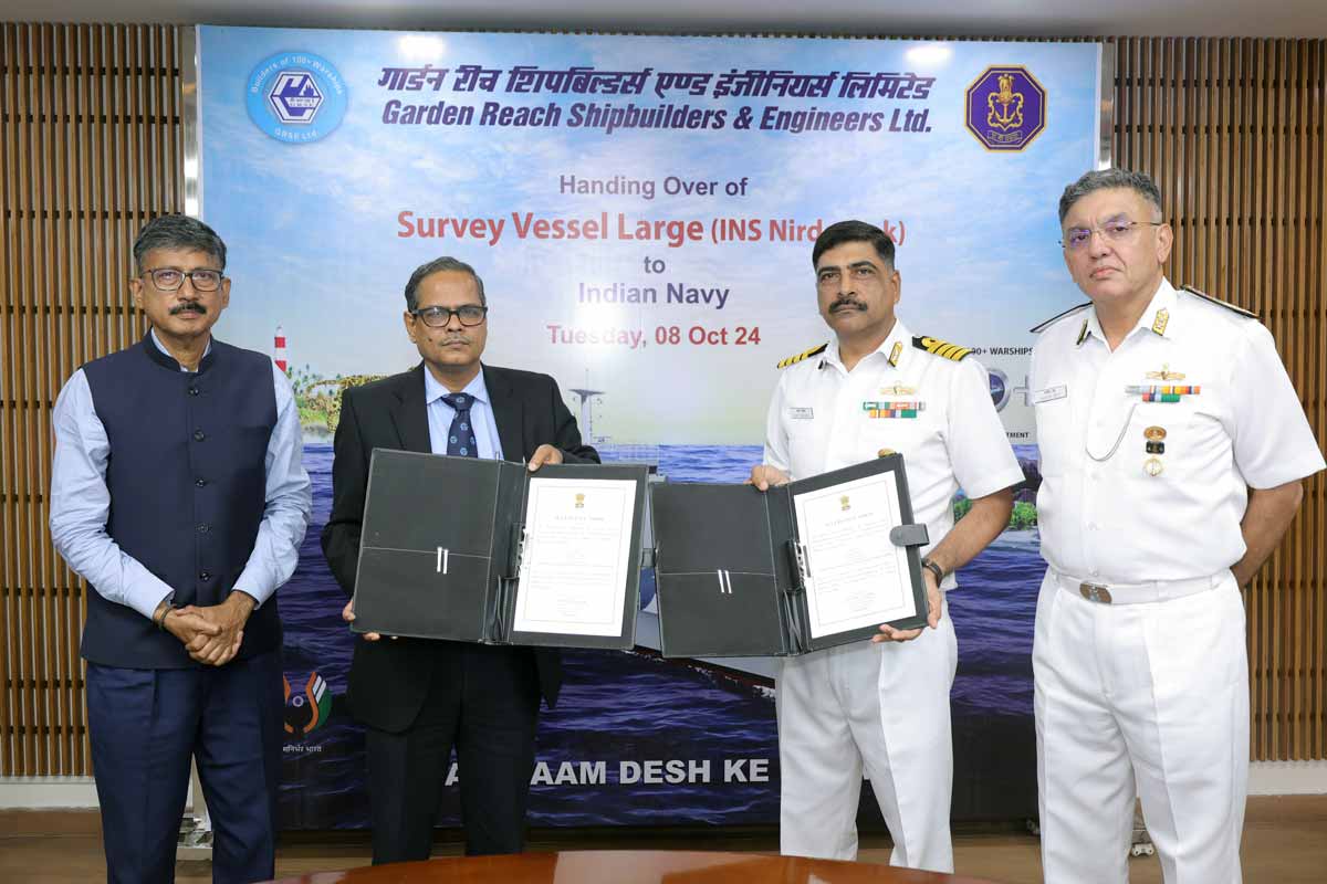 GRSE delivers INS NIrdeshak to Indian Navy.